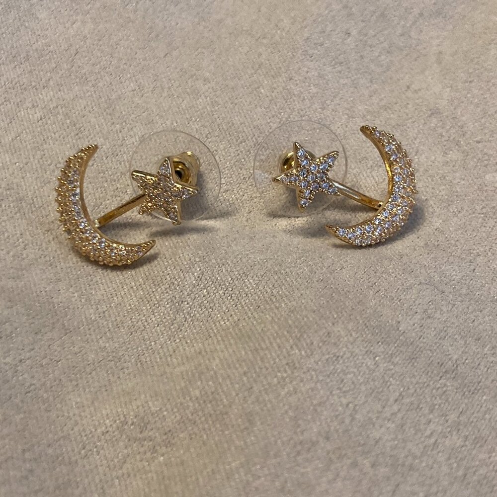 Star Moon Front Back Earrings - Brand New, Never Worn